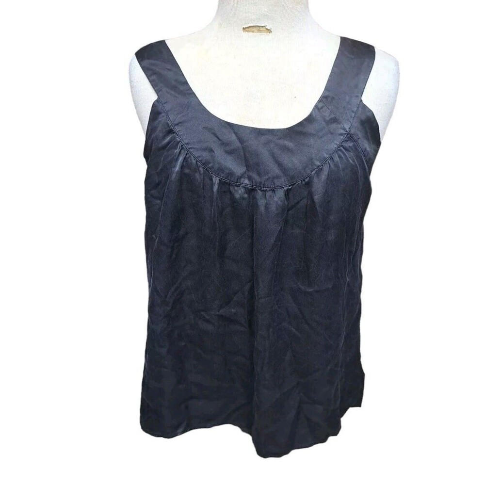 Press Women Tank Top Women's Medium 100% Silk Sleeveless Cami Black